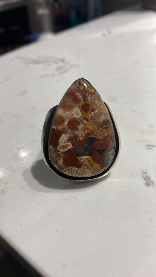 Tear drop Brecciated Jasper Ring